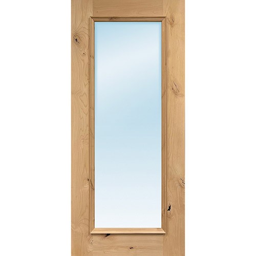 Exterior 6'8" 1-Lite Low-E Knotty Alder Wood Door Slab
