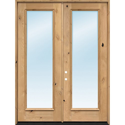 Exterior 8'0" 1-Lite Low-E Knotty Alder Wood Door French Unit