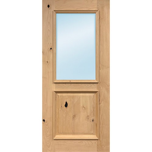 Half Lite Low-E Knotty Alder Wood Door Slab