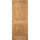 Exterior 6'8" 2-Panel Arch V-Groove Knotty Alder Wood Door Slab