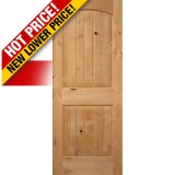 Interior 6'8" x 1-3/4" 2-Panel Arch V-Groove Knotty Alder Interior Wood Door Slab