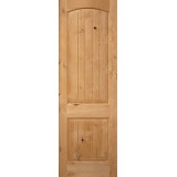 Exterior 8'0" 2-Panel Arch V-Groove Knotty Alder Wood Door Slab