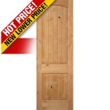 Interior 8'0" x 1-3/4" 2-Panel Arch V-Groove Knotty Alder Wood Door Slab