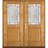 Half Lite Knotty Alder Wood Double Door Unit #27
