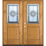 Half Lite Star Knotty Alder Wood Double Door Unit #40