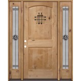 Rustic Knotty Alder Wood Door Unit with #90 Star Sidelites #UK26