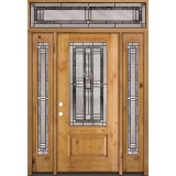 3/4 Lite Knotty Alder Wood Door Unit with Transom #277