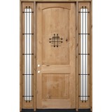8'0" Tall Rustic Knotty Alder Wood Door Unit with Sidelites #UK26