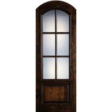 Preston 36" x 8'0" 6-Lite Low-E Arch Top Knotty Alder Wood Door Slab