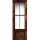 Preston 36" x 8'0" 4-Lite Low-E Knotty Alder Wood Door Slab