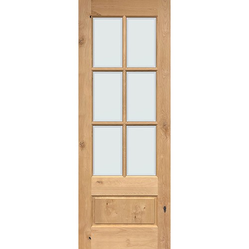 8'0" Tall 6-Lite Low-E Knotty Alder Wood Door Slab