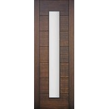 Hamilton 8'0" Tall Modern 1-Lite Vertical Mahogany Wood Door Slab #71151