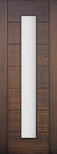 Hamilton 8'0" Tall Modern 1-Lite Vertical Mahogany Wood Door Slab