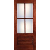 Preston 4-Lite Low-E 1-Panel Mahogany Wood Door Slab