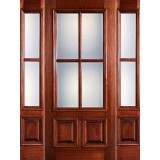 Preston 4-Lite Low-E 2-Panel Raised Mahogany Prehung Wood Door Unit with Sidelites