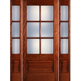 Preston 6-Lite Low-E 1-Panel Mahogany Prehung Wood Door Unit with Sidelites