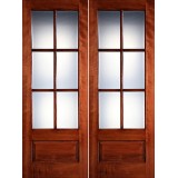 Preston 8'0" Tall 6-Lite Low-E 1-Panel Mahogany Prehung Wood Double Door Unit