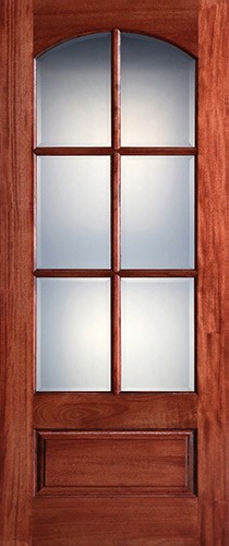 Preston 36" x 8'0" 6-Lite Arch Low-E Mahogany Wood Door Slab