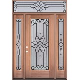 Full Lite Mahogany Wood Door Unit with Transom #299