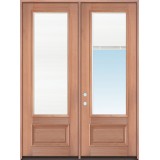 8'0" Tall 3/4 Mini-blind Mahogany Wood Double Door Unit