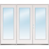 8'0" Wide Full Lite Fiberglass Patio Prehung Triple Door Unit