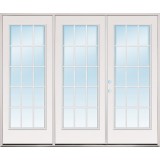 8'0" Wide 15-Lite Fiberglass Patio Prehung Triple Door Unit