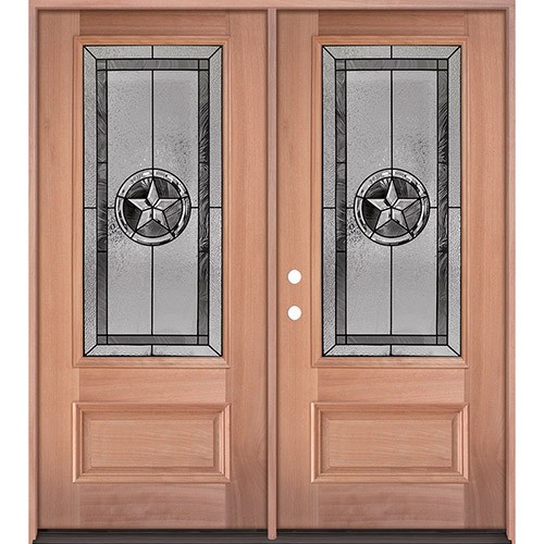 Texas Star 3/4 Lite Mahogany Wood Double Door Unit #70
