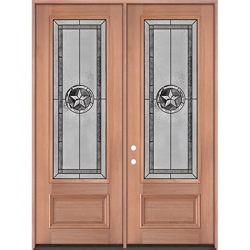 Texas Star 8'0" Tall 3/4 Lite Mahogany Wood Double Door Unit #90