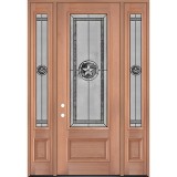 Texas Star 8'0" Tall 3/4 Lite Mahogany Wood Door Unit with Sidelites #90