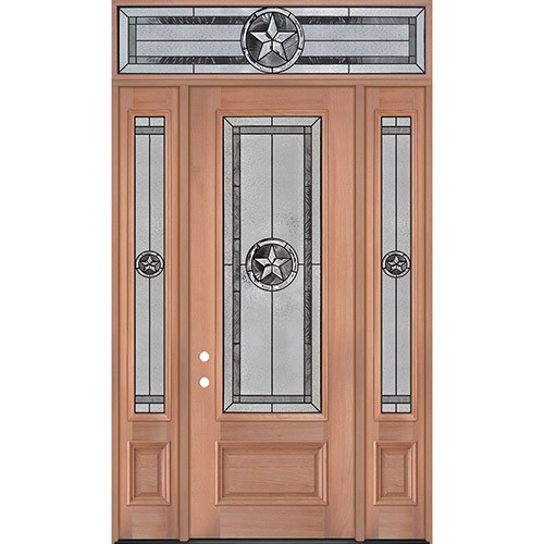 Texas Star 8'0" Tall 3/4 Lite Mahogany Wood Door Unit with Transom #90