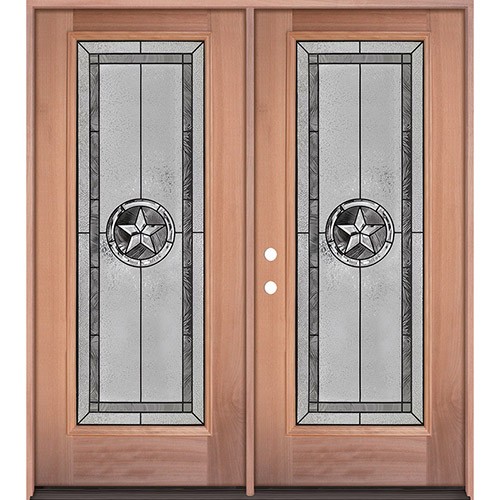 Texas Star Full Lite Mahogany Wood Double Door Unit #90