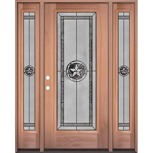Texas Star Full Lite Mahogany Wood Door Unit with Sidelites #90