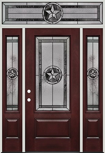 Texas Star 3/4 Lite Pre-finished Mahogany Fiberglass Prehung Door Unit with Transom #70