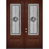 Texas Star 8'0" Tall 3/4 Lite Pre-finished Mahogany Wood Double Door Unit #90