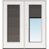 Slate Miniblind Full Lite Fiberglass Patio Prehung Double Door Unit