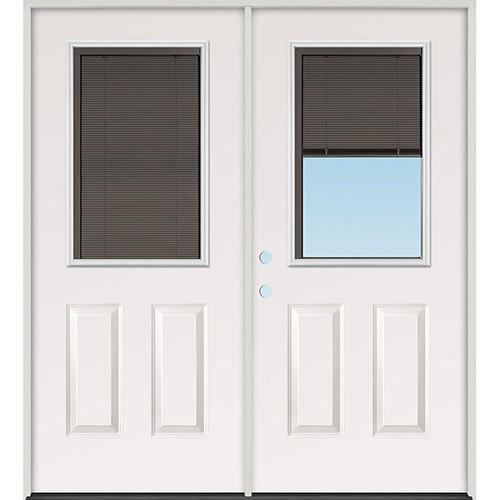 Slate Miniblind Half Lite Fiberglass Patio Prehung Double Door Unit