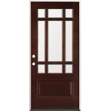 9-Lite Prairie Mahogany Prehung Wood Door Unit #32