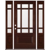 9-Lite Craftsman Mahogany Prehung Wood Door Unit with Sidelites #32 
