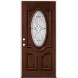 3/4 Oval Mahogany Prehung Wood Door Unit #86