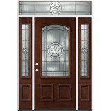 Texas Star 3/4 Arch Mahogany Prehung Wood Door Unit with Transom #50