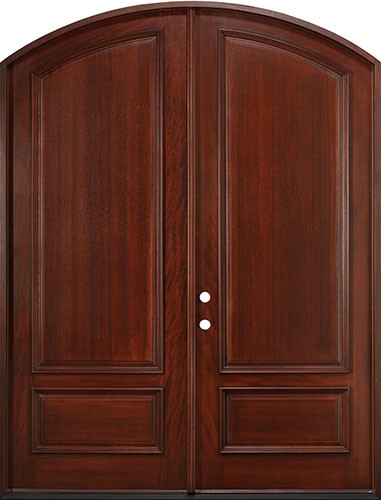 8'0" Tall Mahogany Arch Top Prehung Double Wood Door Unit