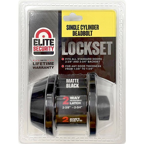 Elite Security Single Cylinder Deadbolt Black
