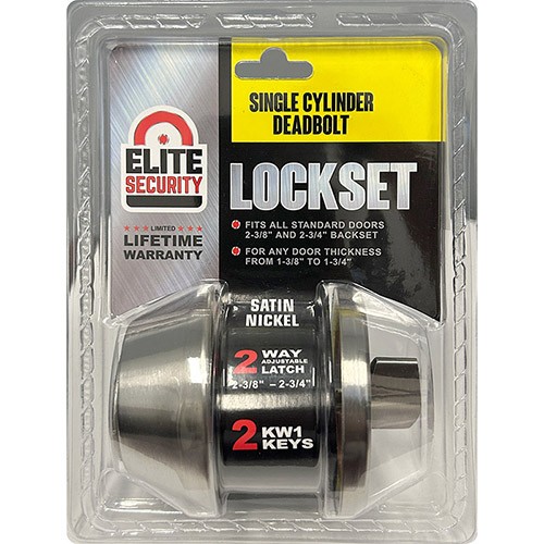 Elite Security Single Cylinder Deadbolt Nickel