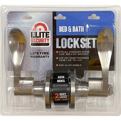 Elite Security Privacy Door Lever Bed & Bath Lockset Nickel