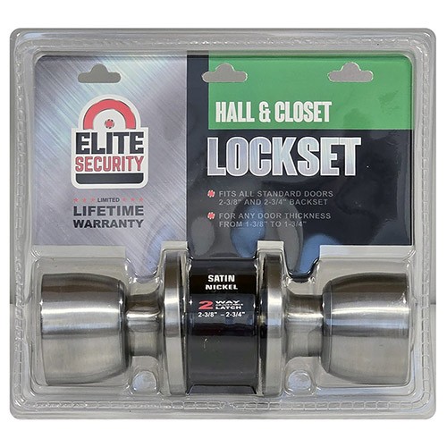 Elite Security Passage Door Knob Hall & Closet Lockset Nickel