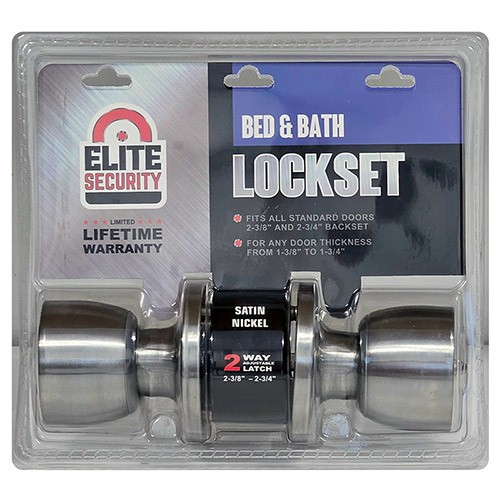 Elite Security Privacy Door Knob Bed & Bath Lockset Nickel