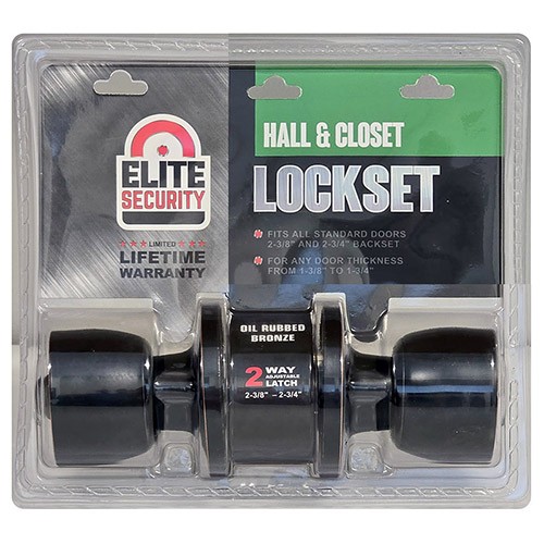 Elite Security Passage Door Knob Hall & Closet Lockset Oil Rubbed Bronze