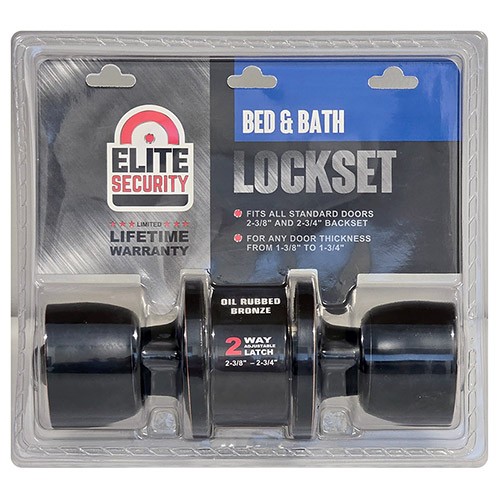 Elite Security Privacy Door Knob Bed & Bath Lockset Oil Rubbed Bronze