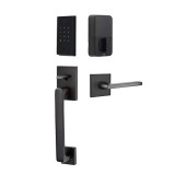 Emtek Baden Lockset with EMPowered 2 Touch Fingerprint Entry Helios Lever Flat Black
