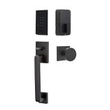 Emtek Baden Lockset with EMPowered 2 Touch Fingerprint Entry Round Knob Flat Black